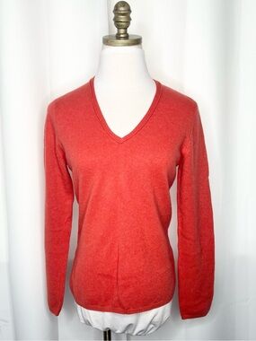 VINTAGE Y2K FIONA 100% CASHMERE V-NECK SWEATER ORANGE SZ M